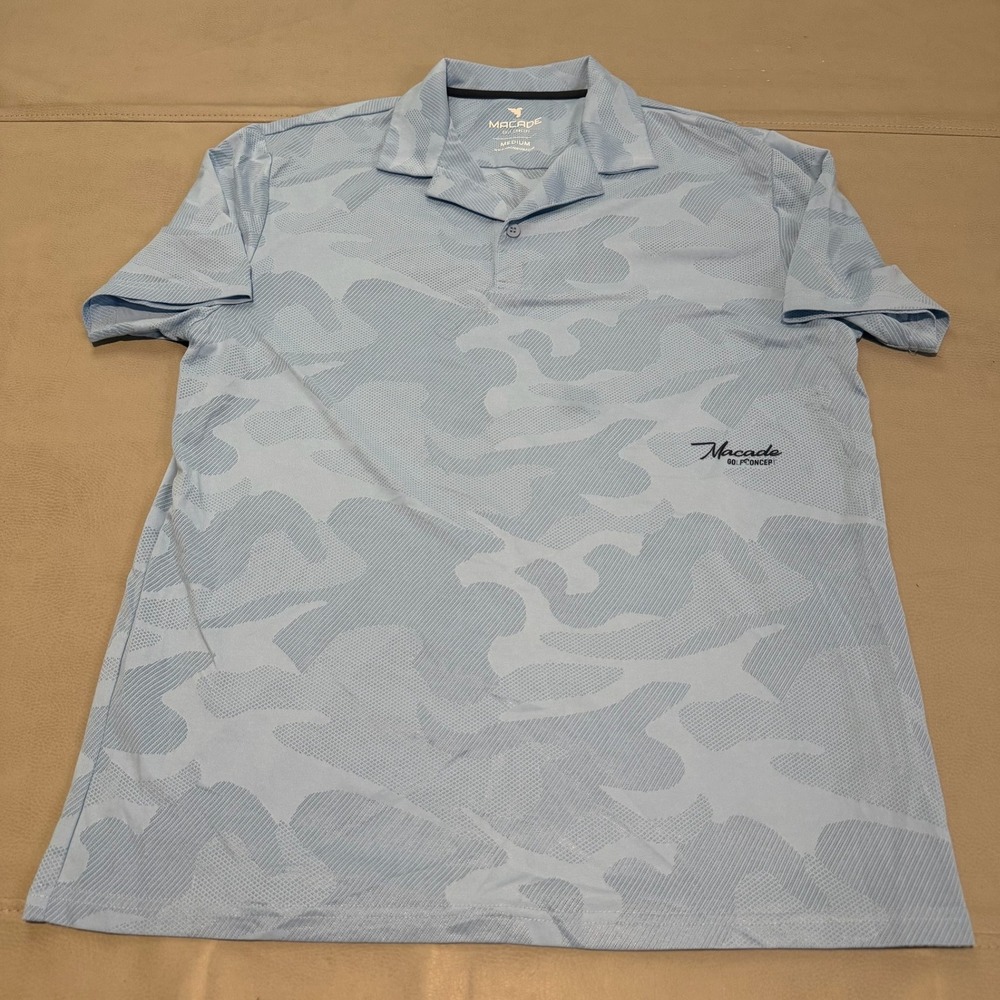Macade Golf Men Camo Polo Shirt Blue Active Performance Breathable-M-5895